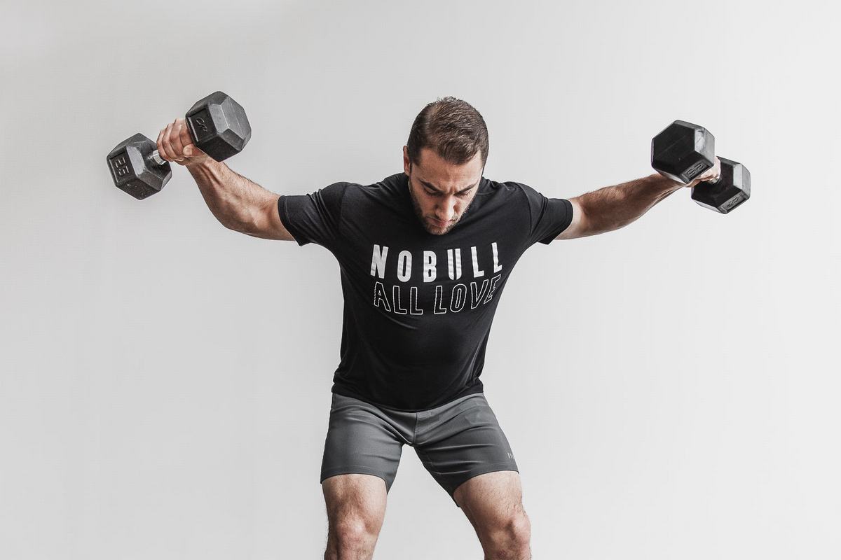 Nobull All Love Men's T Shirts Black | Australia (IQ7182)